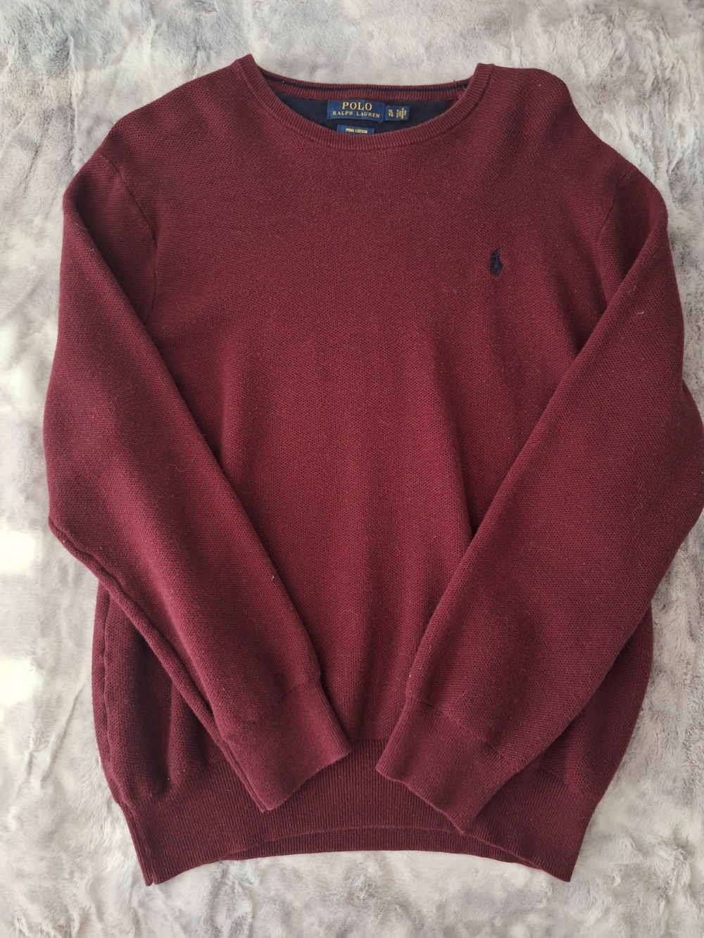 Polo by Ralph Lauren Men Red Crewneck Sweater Cotton Men Fall Winter Pullover